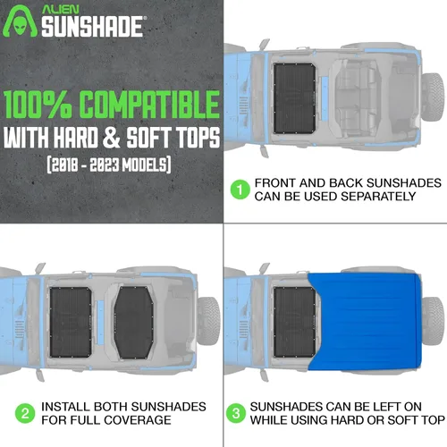 Miniatura 4 de Alien Sunshade - Parasol de malla frontal y trasero para techo, bloquea los rayos UV, el viento y el ruido (color negro)