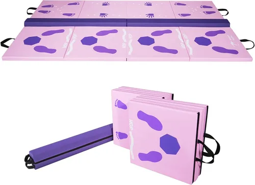 Miniatura 11 de Kangaroo Hoppers Gymnastics Tumbling Mats for Kids, Foldable Gym Mat with Carrying Handles for Home Activity Play
