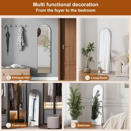 Miniatura 6 de ZHUNFA Espejo de longitud completa, espejo de cuerpo completo de 58 x 16 pulgadas, 3 en 1, puede montarse en la pared, de pie o inclinado, espejos