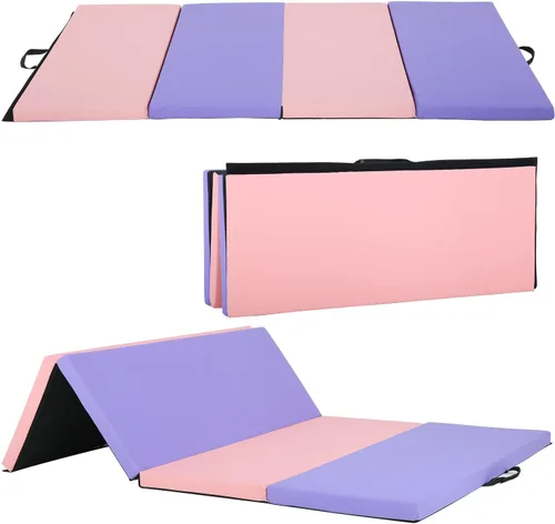 Colchoneta de gimnasia plegable de 6 x 4 x 2 pulgadas de grosor, para gimnasio en casa, antideslizante, portátil, con asas de transporte, para niños