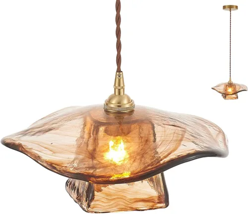 Miniatura 18 de YLONG-ZS Lámpara colgante de cristal vintage enchufable, moderna polea de latón dorado, luces colgantes de techo para isla de cocina, comedor, sala