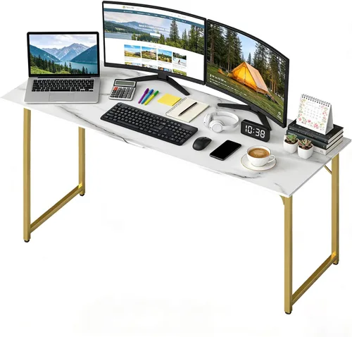 Miniatura 16 de BestOffice Escritorio para computadora, escritorio de oficina en casa, estilo moderno y simple para oficina en casa, estudio y escritura