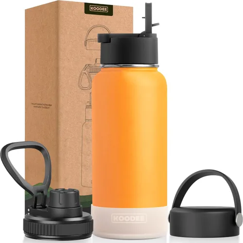 Miniatura 100 de koodee Insulated Water Bottle, 32 oz Stainless Steel Double Wall Vacuum Wide Mouth Sport Bottle with Leakproof Spout Lid (Navy)