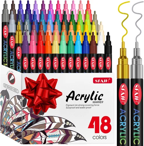 Miniatura 10 de SFAIH Rotuladores de pintura acrílica blancos - Marcadores de pintura, bolígrafos de pintura - Paquete de 8 marcadores acrílicos para pintar sobre 8