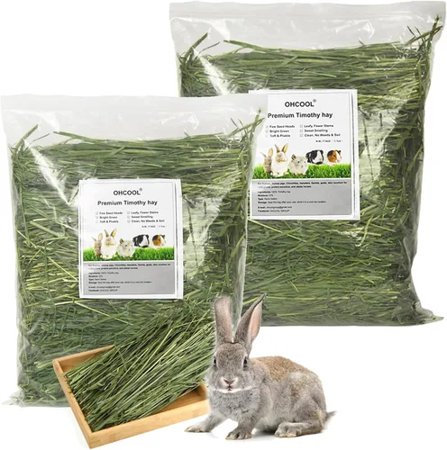 Timothy Hay 2.2 libras – Heno prémium para conejos, tortuga, conejillo de indias, chinchilla, sin polvo, heno natural fresco (1.1 libras, 2 unidades)