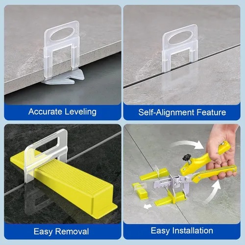 Miniatura 5 de DGSL Clips para sistema de nivelación de azulejos, 500 piezas de espaciadores niveladores de azulejos, sistema de nivelación de azulejos