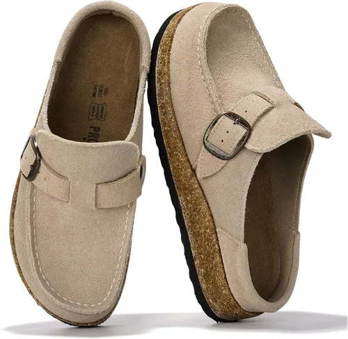 Miniatura 13 de Project Cloud – Zuecos estilo mocasín para mujer de cuero 100% auténtico, con espuma viscoelástica, resistentes al agua, tipo slip-on