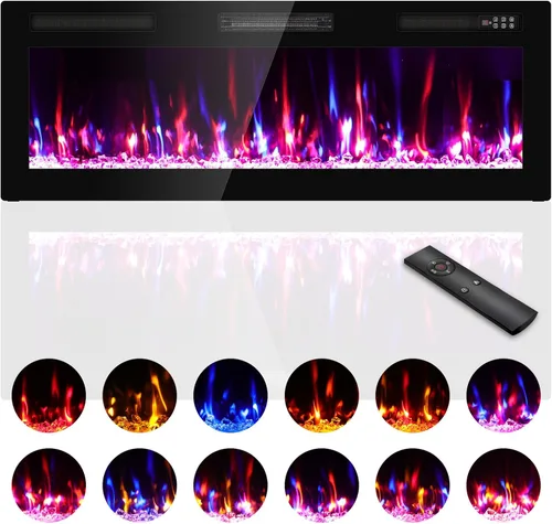 Miniatura 13 de Zionheat - Chimenea eléctrica ultrafina de 36 pulgadas para sala de estar, chimenea independiente/insertos/montado en la pared con control remoto