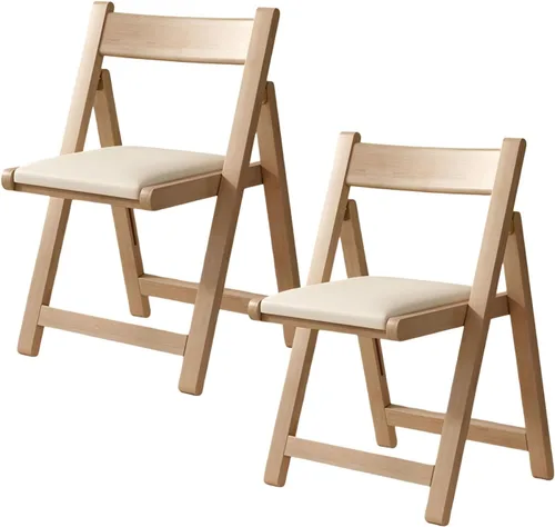 AIZYR Sillas plegables de madera con cojín, sillas plegables de comedor, juego de 2 para cena, fiesta, boda, picnic, color marrón