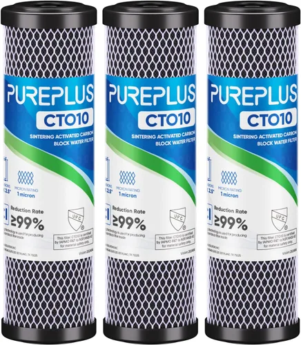 Cartucho de filtro de agua de carbono CTO de 1 micrón, 2.5 x 10 pulgadas, repuesto para sistema de filtro de agua debajo del fregadero, Dupont