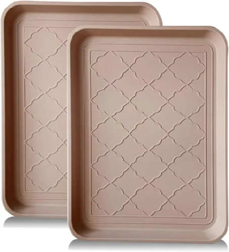 Miniatura 12 de PetLike Bandejas para botas para entrada en interiores, bandejas de comida para mascotas, 16.7 x 12.8 pulgadas, paquete de 2 unidades, bandeja