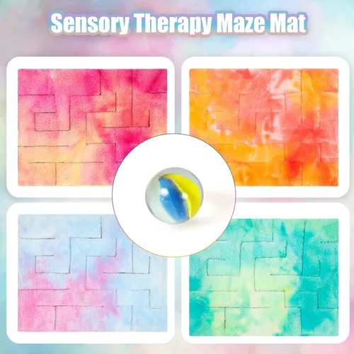 Miniatura 2 de 4 piezas de tapete sensorial de laberinto de mármol, juguetes para aliviar el estrés, tapete sensorial calmante para aliviar la ansiedad, juguetes