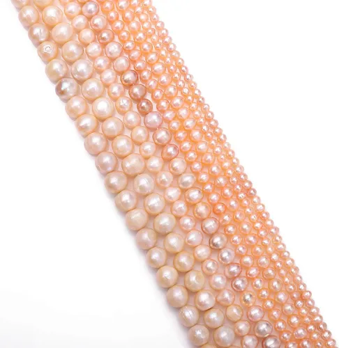 Miniatura 4 de Beadia - Cuentas de perlas naturales rosadas cultivadas en agua dulce de 4 a 5 mm, cuentas sueltas de gemas para hacer joyería DIY, 13.8"/hebra Rosa