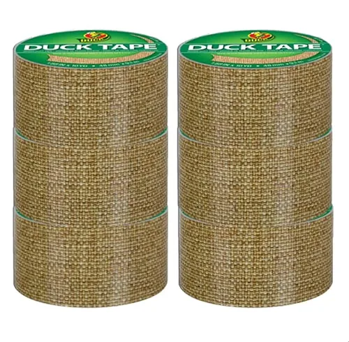 Duck Brand Cinta adhesiva Duck impresa, 6 rollos, yute (283713_C)