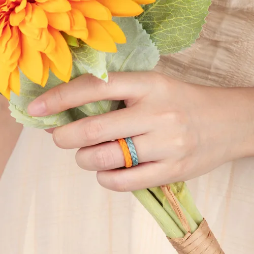Miniatura 116 de Egnaro Anillos de boda de silicona para ella, conjuntos de novia de goma para mujer, bandas finas, diseño trenzado de hojas apilables con ranuras