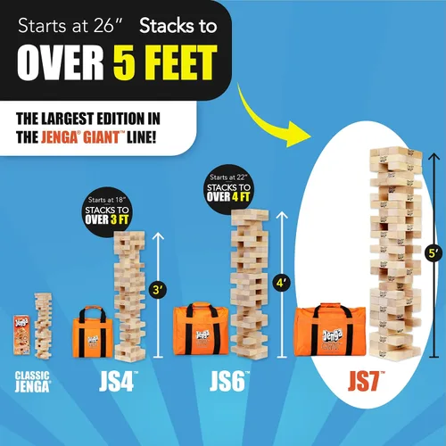Miniatura 3 de Jenga Gigante - Bloques de madera dura - Se apilan hasta más de 3 pies - Licencia oficial - JS4