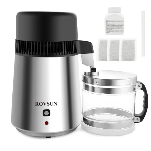 ROVSUN【Actualizado】Destilador de agua de 1.1 galones/4L de acero inoxidable para el hogar, máquina destiladora de agua de 750 W, destilador de agua