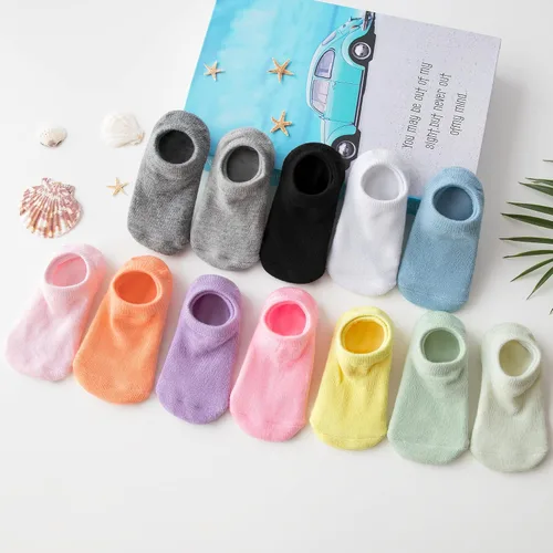 Miniatura 4 de Tenpluszero 12 pares de calcetines antideslizantes de algodón de corte bajo para niños y niñas, de 2 a 12 años