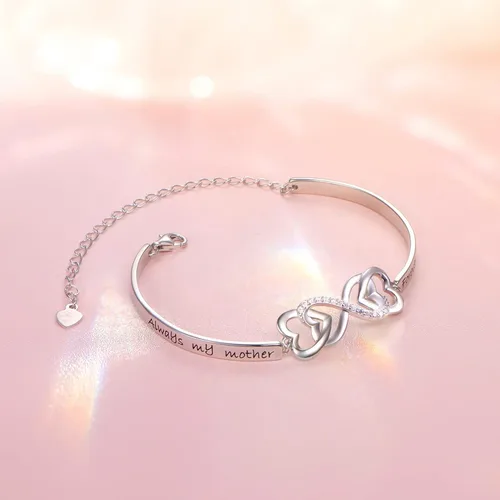 Miniatura 5 de DAOCHONG Pulsera de plata de ley 925 con diseño de infinito y corazón para mujer