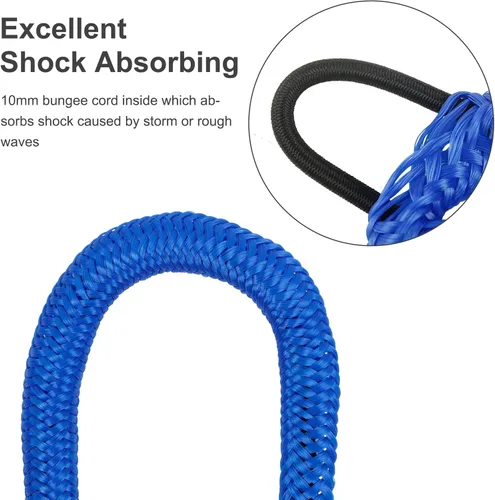 Miniatura 3 de Cuerda de amarre elástica para barcos, kayak, moto acuática, pontón, canoa, lancha motora, azul (4X)