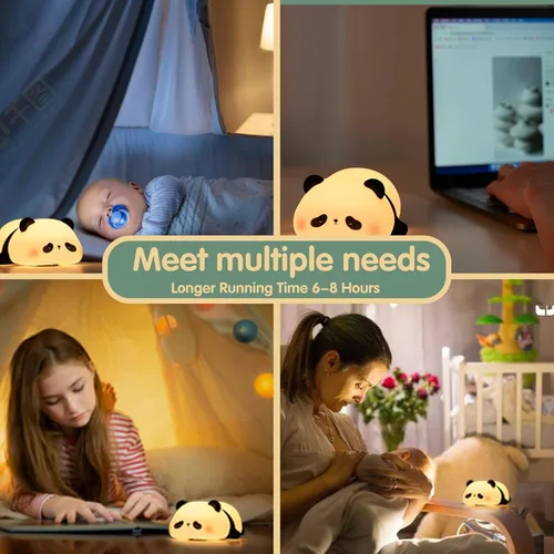 Miniatura 4 de VTIGER Luz Nocturna de Panda, Lámpara LED Esponjosa Linda, Luz Nocturna para Niños, Luz de Panda de Silicona, Luz Nocturna Atenuable para Dormitorio