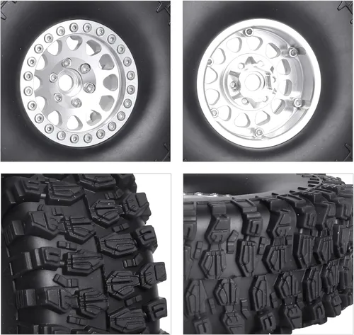 Miniatura 5 de HobbyPark 1.9 Ruedas y neumáticos Beadlock de 4.72 pulgadas de altura con herramienta de montaje para Traxxas TRX4 Axial SCX10 II III Redcat Gen8