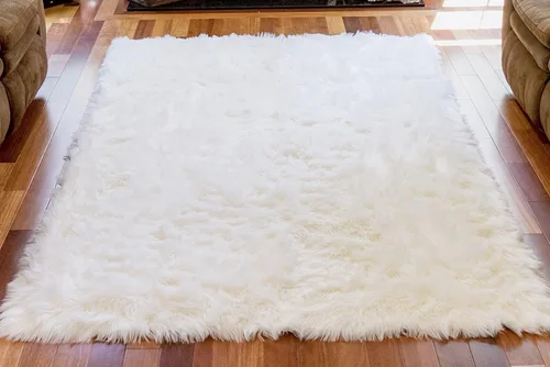 Miniatura 16 de Alfombra de piel sintética suave y sedosa, de 8 x 10 pies, alfombra negra esponjosa de oveja, alfombra rectangular para sala de estar, dormitorio