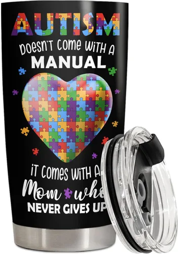Miniatura 3 de 34HD Regalo para el Día de la Madre para mamá con autismo – Vaso irrompible para mamá con conciencia sobre el autismo, taza para mamá