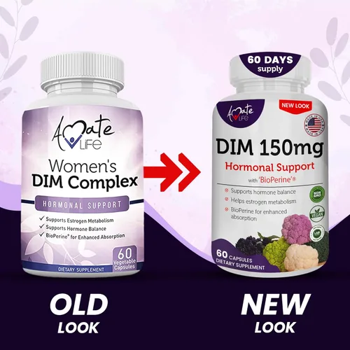 Miniatura 2 de Complejo DIM para mujer de 150 mg – Pastillas equilibradoras de estrógeno bioperina para la menopausia y los sofocos para aliviar el acné hormonal