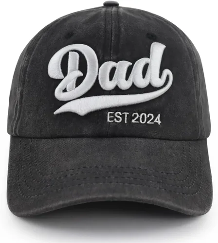 Miniatura 5 de Gorra de béisbol de 2 piezas para mamá y papá EST 2024, bordada en 3D, ajustable, de algodón lavado, regalos para nuevos padres