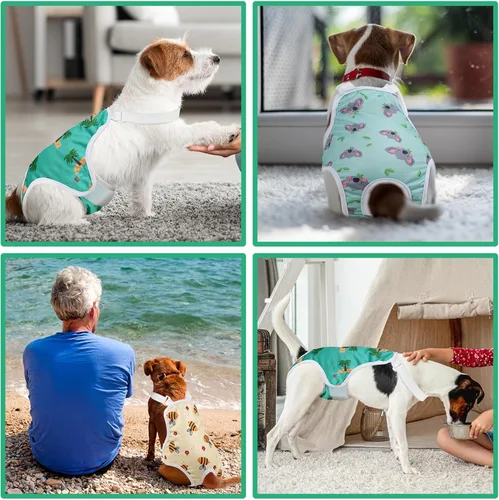 Miniatura 7 de Jollywoods Paquete de 3 Pañales Lavables para Perras Tipo Enterizo Bragas Sanitarias con Tirantes Ajustables, Pañales Fijos Reutilizables