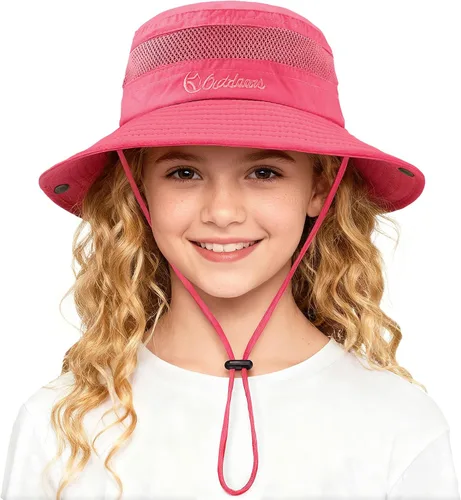 Miniatura 16 de Sombrero de sol para niños con protección solar UPF 50+, sombrero de pescador para niños y niñas, ala ancha, verano, playa, pesca, safari, sombrero