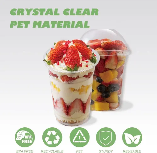 Miniatura 2 de Vasos de plástico transparente de 12 onzas con tapas de cúpula, tazas de postre con tapas (25 juegos), vasos desechables para fiestas de PET