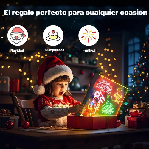 Miniatura 3 de Tablero de notas LED Doodle Glow recargable de 16 pulgadas, 7 modos de luz de colores, almohadilla de dibujo iluminada de arte neón de borrado