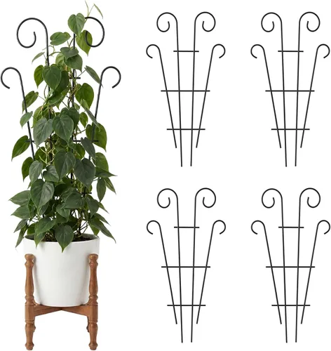 Thealyn Paquete de 4 enrejados de 32 pulgadas para plantas en maceta, enrejado de jardín de metal para plantas trepadoras, soporte decorativo de vid