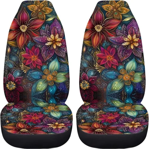 Miniatura 4 de INSTANTARTS Fundas de asiento de coche con diseño de dalia estética, solo para asientos delanteros, protector de asiento de vehículo, 2 unids/set