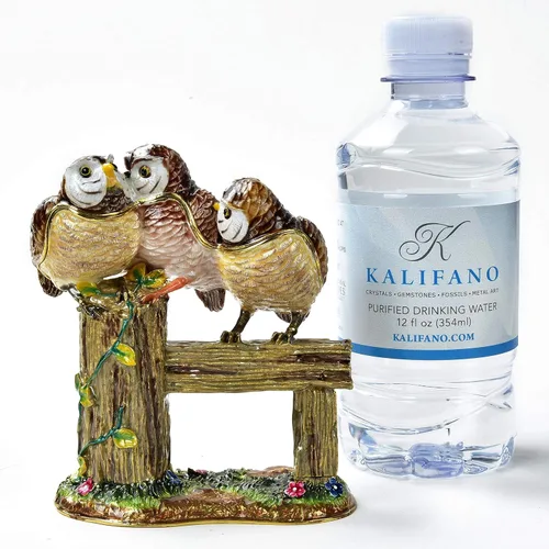 Miniatura 5 de KALIFANO Joyero decorativo para mujer con cristales Swarovski y piedras preciosas con forma de pájaros, hecho para almacenamiento y organización