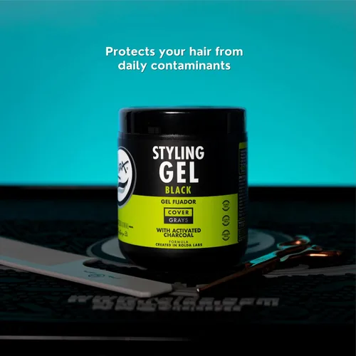 Miniatura 4 de Gel para el cabello negro Rolda para hombres - Gel de peinado de sujeción media con carbón activado para aspecto húmedo - Cubre las canas y realza