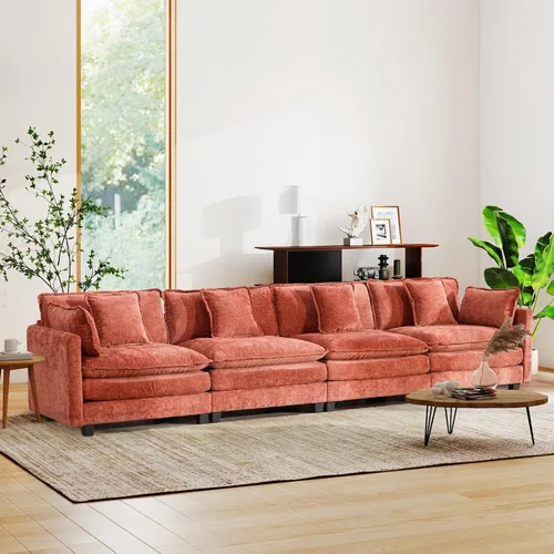 Miniatura 12 de Sofá seccional modular convertible de 76.7", sofás de dos plazas de chenilla con asiento profundo y cojines tipo loveseat para sala de estar, Beige