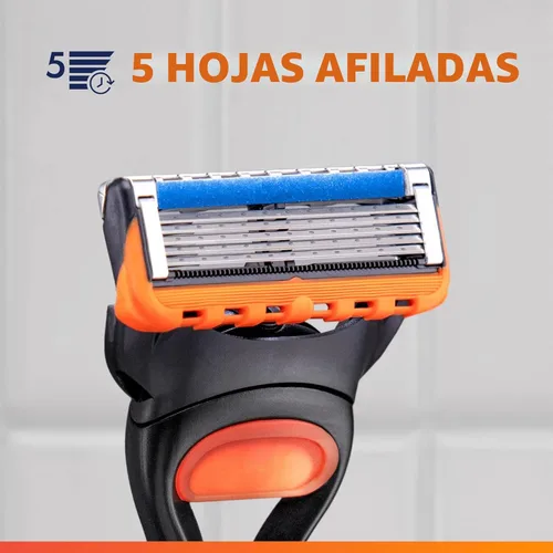 Miniatura 5 de Maquinillas de afeitar Gillette Fusion5 para hombre, 1 afeitadora, 4 recambios de hoja, Lubrastrip para un afeitado más cómodo