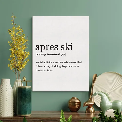 Miniatura 3 de LEXSIVO Lienzo impreso con definición de esquí de Apres, arte de pared, decoración de oficina en casa, con citas de snowboarder, pintura de 12 x 15