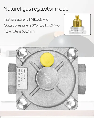 Miniatura 4 de Regulador de presión de gas natural de 1/2 pulgada apto para gas natural y gas licuado para parrillas de NG/LPG, regulador de presión de intercambio