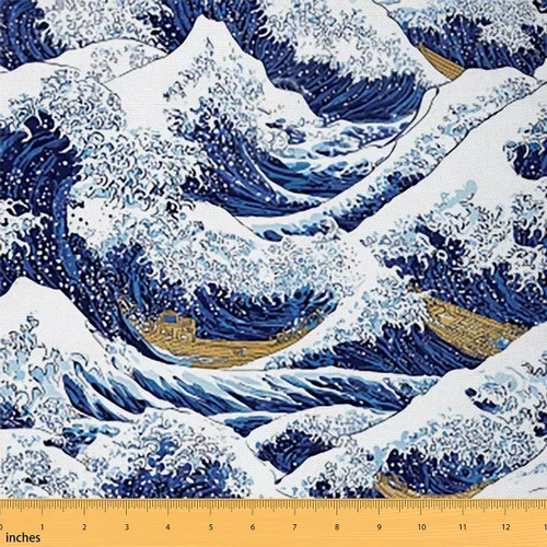 Miniatura 10 de Erosebridal - Tela de tapicería a rayas azules y blancas para sillas, sofá, suministros de costura de tela de franela a rayas geométricas, líneas