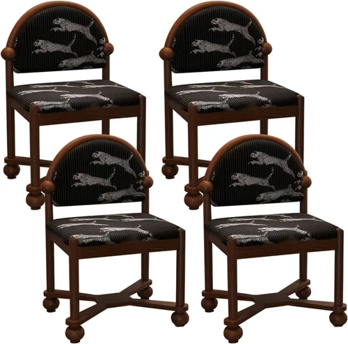 Miniatura 21 de JKGHK Sillas de comedor de madera, sillas de cocina para el hogar, silla auxiliar de cocina tapizada de tela, respaldo curvado retro, silla de sala