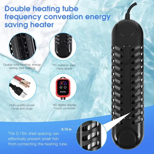 Miniatura 5 de Calentador de pecera. Calentador de acuario. Calentador de estanque pequeño. Calefacción de doble tubo de 800 W. 1200 W, ahorro de energía y ahorro