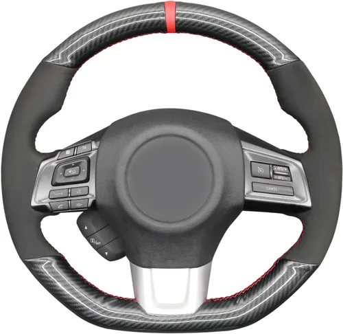 Miniatura 7 de MEWANT Funda de volante de automóvil transpirable cosida a mano para Subaru WRX 2015-2021 / WRX STI 2015-2021, accesorios para volante Subaru WRX