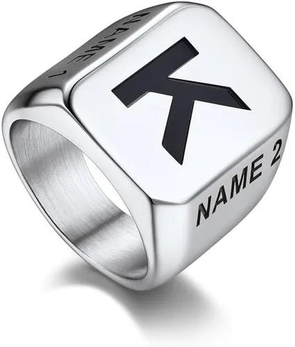 Miniatura 22 de Bandmax Anillos de sello para hombre, acero inoxidable, chapado en oro de 14 quilates, negro, minimalista, simple, anillo para hombres y mujeres
