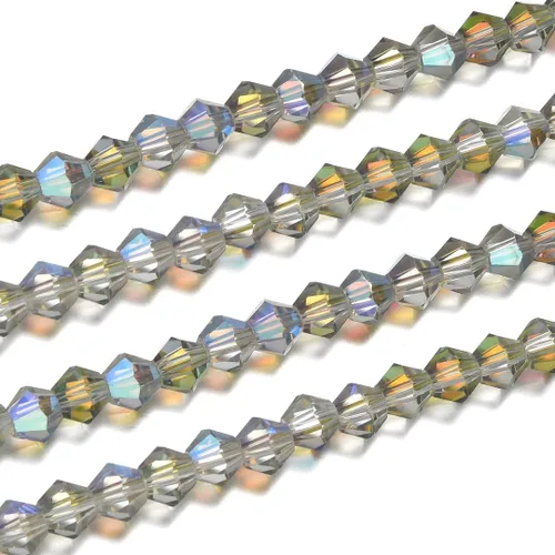 Miniatura 28 de 5 hebras checas de cristal bicono facetado de 0.236 in (0.24 pulgadas) cuentas sueltas espaciador a granel amatista púrpura (215-230 piezas)