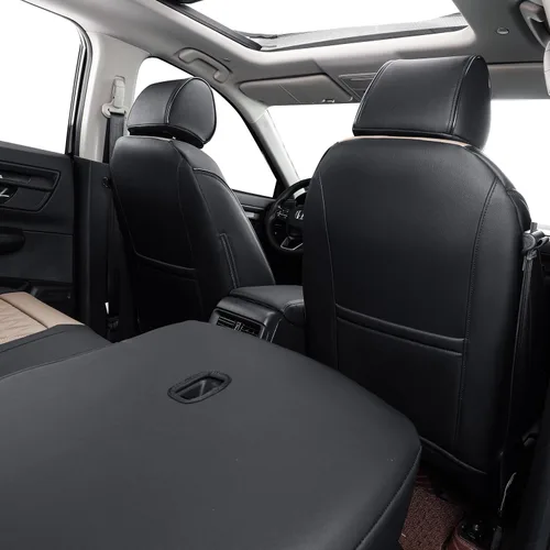 Miniatura 21 de EKR - Fundas de asiento de automóvil a la medida para Honda Civic Sedan, Sport, LX - Cuero sintético (negro)