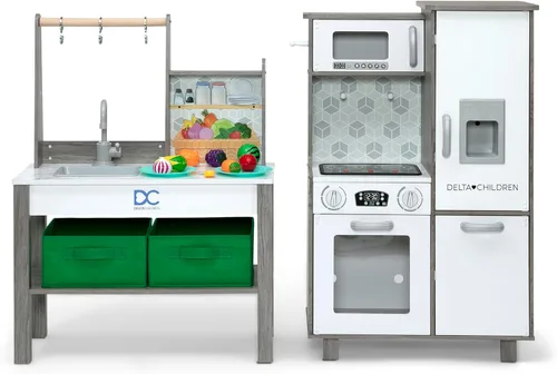 Miniatura 19 de Delta Children - Cocina de juguete de esquina todo en uno Gourmet - Juego de cocina de juguete con estufa segura y sin calor con luces, horno